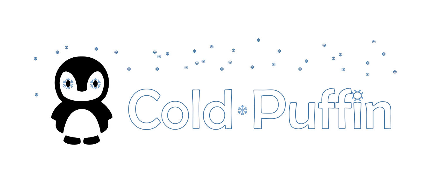 Cold Puffin organization and image logo and text logo 