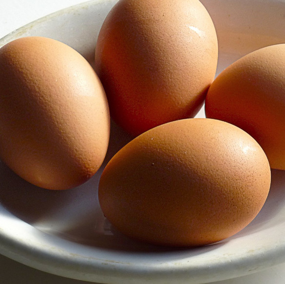 Plate of brown eggs